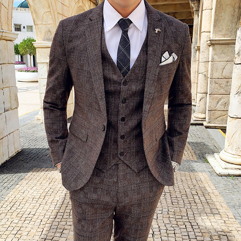 Plaid Korean Slim Suit