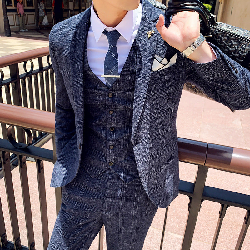 Plaid Korean Slim Suit